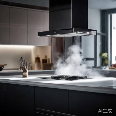 “小体积大过滤,静音油烟机”