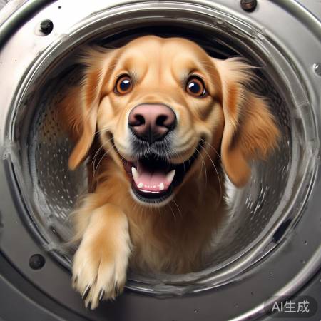 旺财误入洗衣机，慌乱挣扎