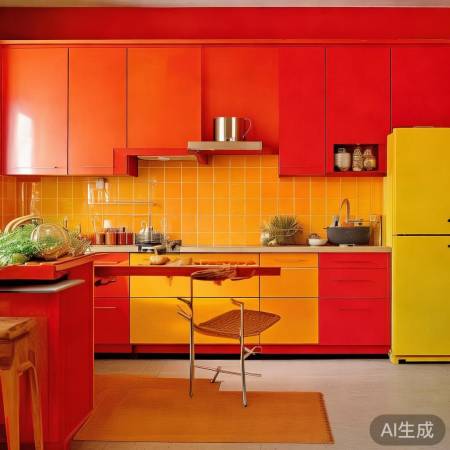 厨房活力橙黄配