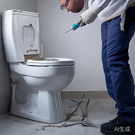 拆卸马桶,注意水管连接