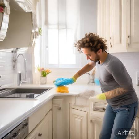 “转角挡板，厨房清洁轻松”