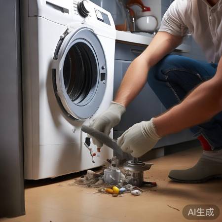 洗衣机排水故障，清理泵盖杂物