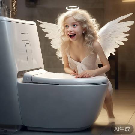 天使试用马桶笑出声