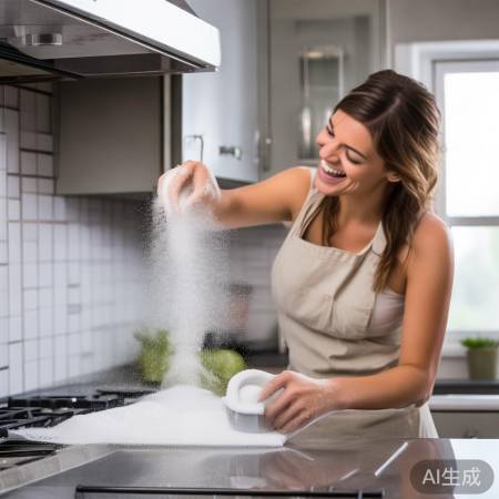 小苏打清洁油烟机,去油去味。