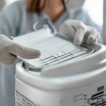 安装新滤芯，卡扣固定。