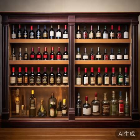 酒柜摆放有讲究，红酒横放，白酒