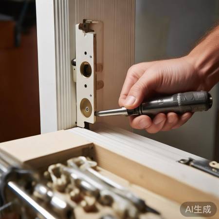 安装锁体，调整至水平