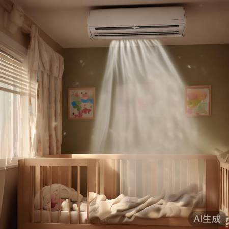 空调向上吹，避免宝宝着凉